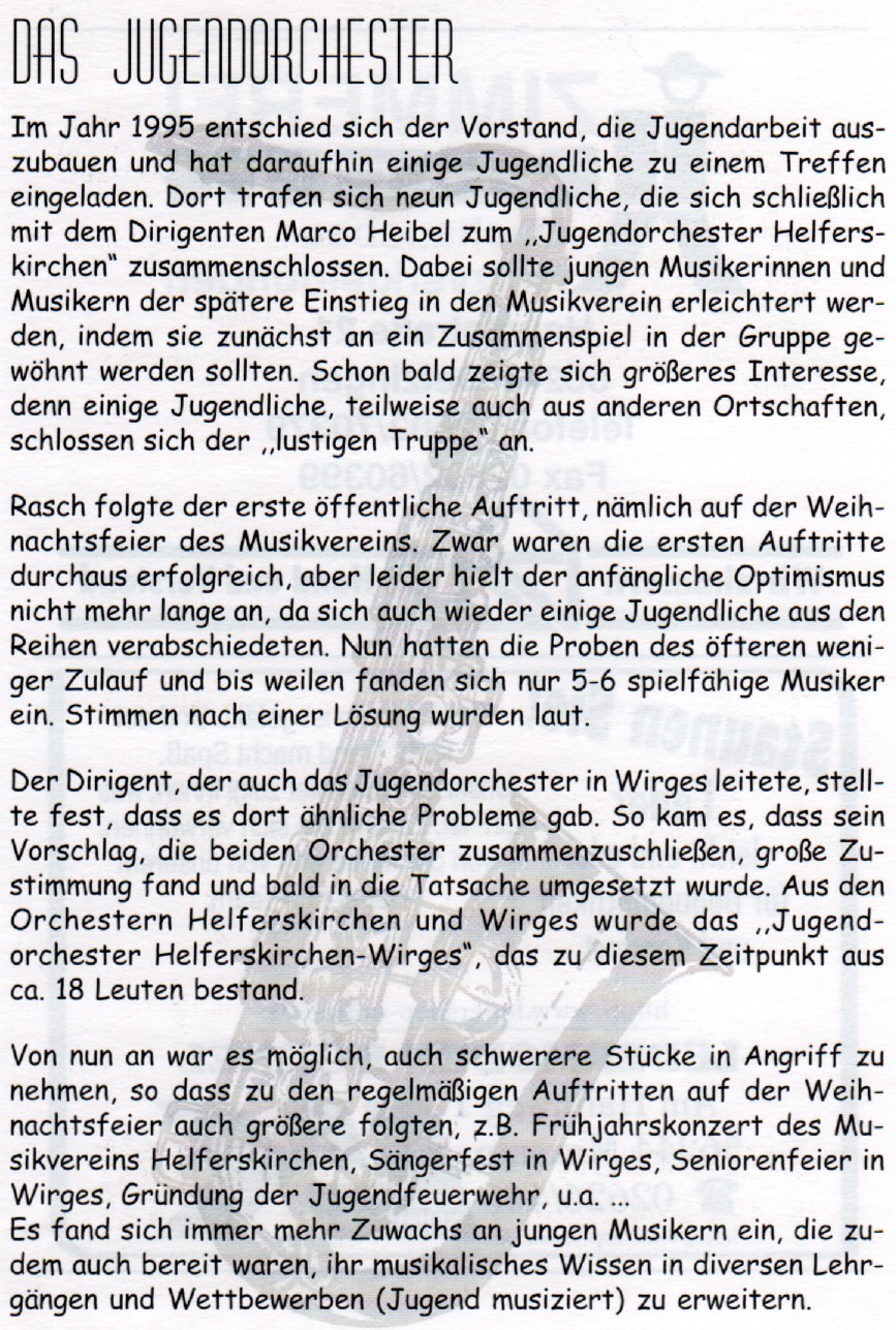 Chronik des Jugendorchesters 1995 - 2010